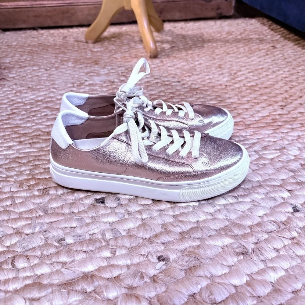 Saludos Rose Gold Leather Platform Sneakers 7.5